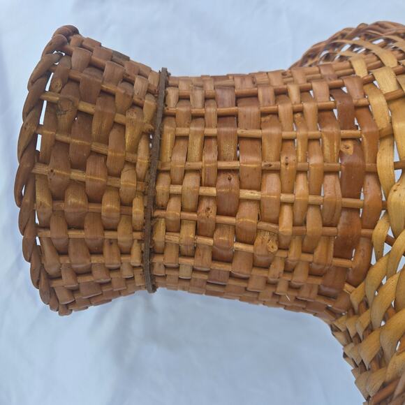 Vintage Rattan Wicker Floor Vase Basket Handles 24" x 11" Pot Planter Portugal - Picture 6 of 16